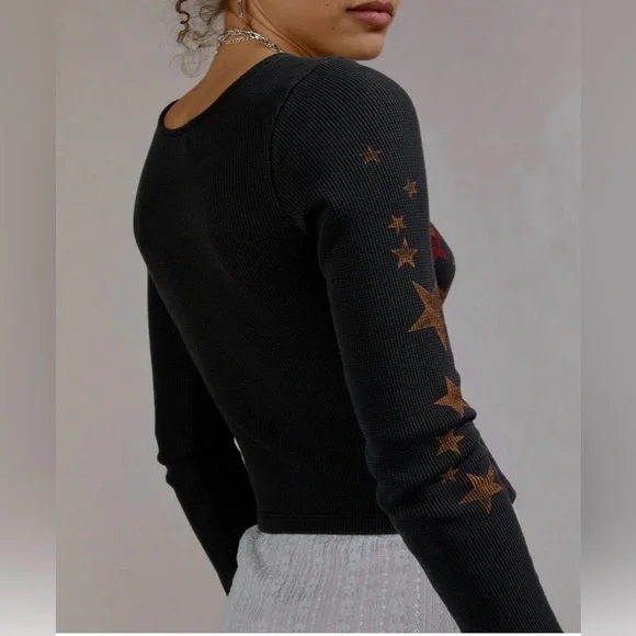 Daydreamer David Bowie Ziggy Stardust thermal cropped pullover - Picture 2 of 9